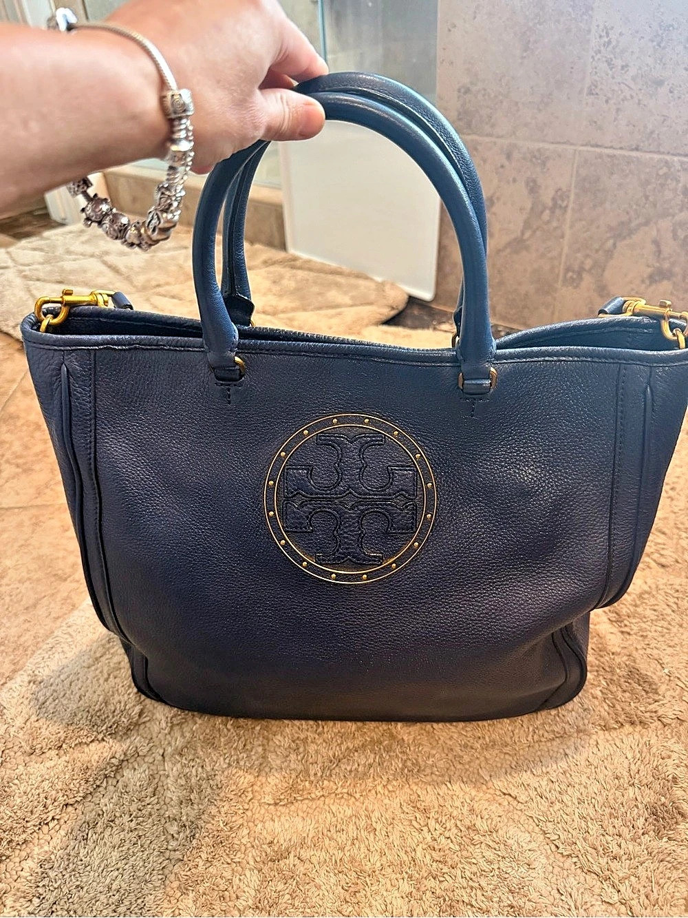 Tory Burch Leather Tote in Blue